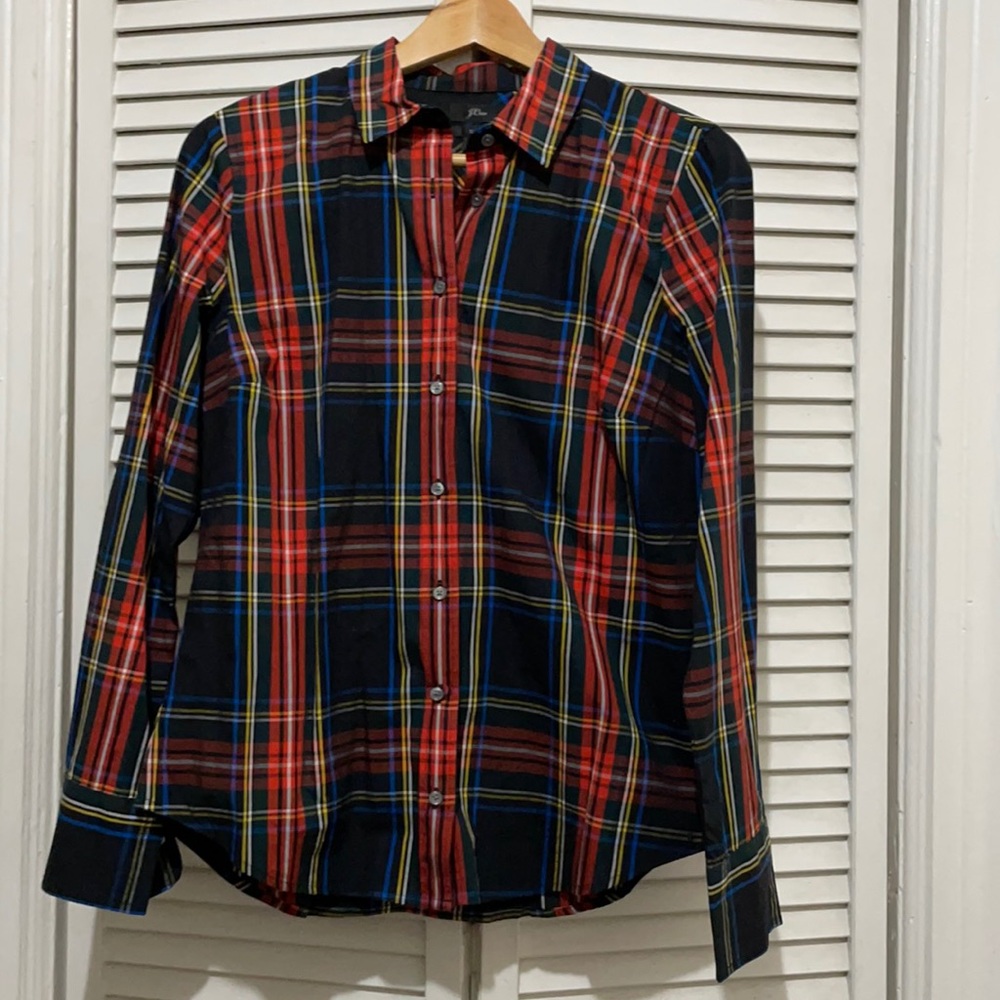 Slim stretch perfect shirt in black Stewart Tartan